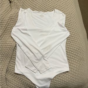Nuuds Scoop Neck Bodysuit White Large